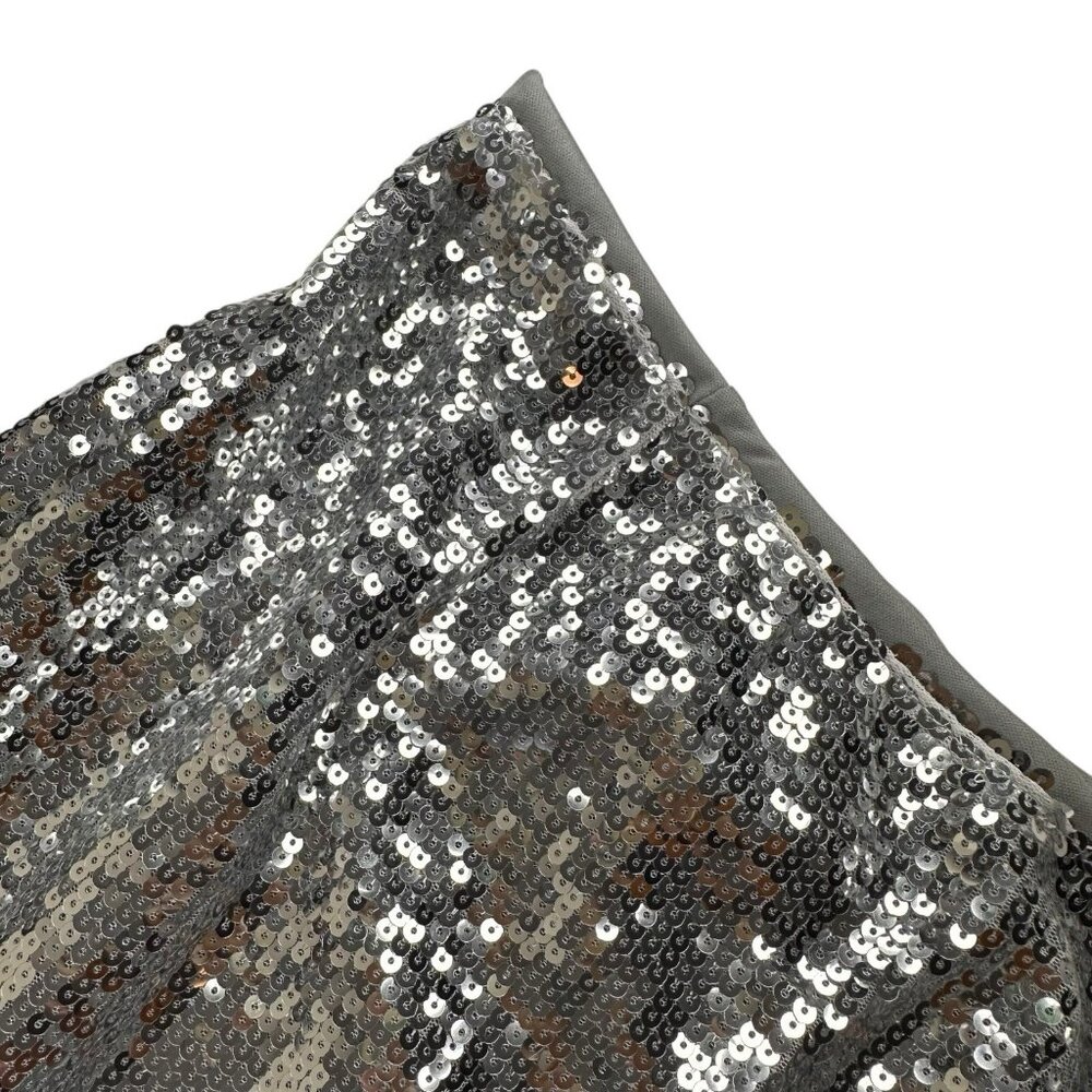 Women Midi Skirt Full Sequin Silver Size 2XL Tall Lined Decorated Mid Rise - Picture 9 of 14